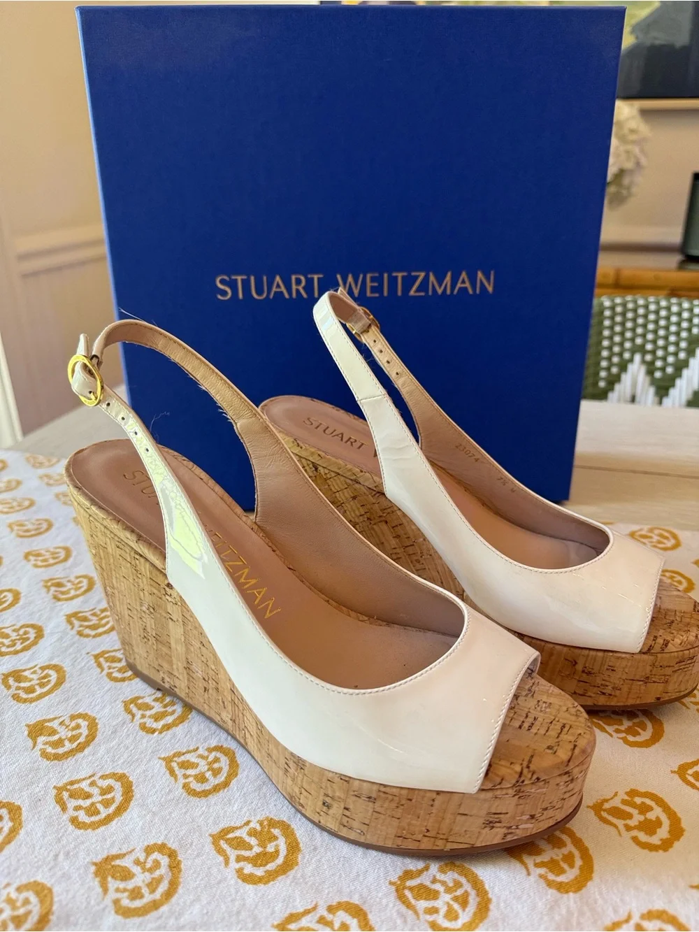 Stuart Weitzman Riviera Cork Wedge Sandals